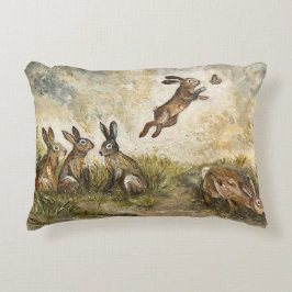 Himmelwärts Flausch Wiese Hase Whimsical Kaninchen Dekokissen