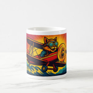 Himmelwärts Katze Flieger Kaffeetasse