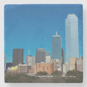 Himmelzeile von Dallas Texas bei Sonnenuntergang Steinuntersetzer