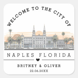 Himmelzeile von Naples Florida – Individuelle Hoch Quadratischer Aufkleber