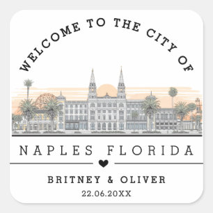 Himmelzeile von Naples Florida – Individuelle Hoch Quadratischer Aufkleber