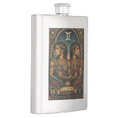 Himmliches männliches Zodiac Zwillinge Design Flachmann (Rechts)
