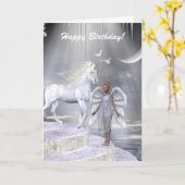Himmlisch Angel Unicorn Szene Karte (Gelbe Blume)