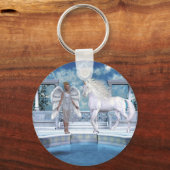 Himmlisch Angel Unicorn Szene Schlüsselanhänger (Vorderseite)