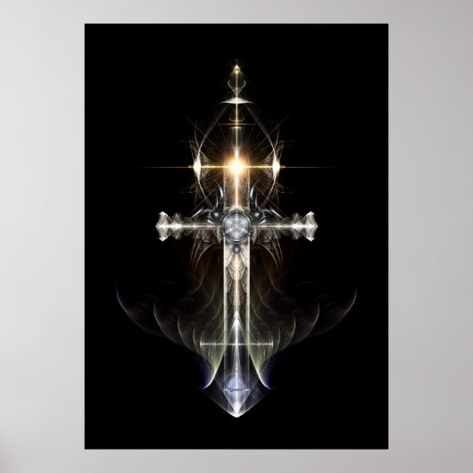 Himmlisch Angel Wing Cross Fraktal Art NWGBL Poster (Vorne)