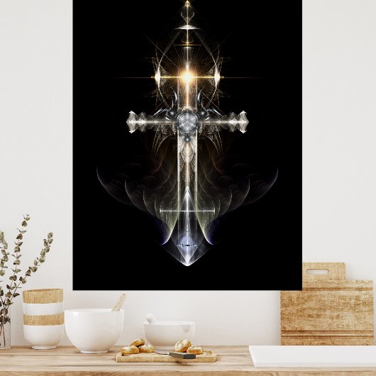 Himmlisch Angel Wing Cross Fraktal Art NWGBL Poster (Küche)