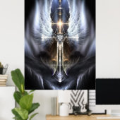 Himmlisch Angel Wing Cross Fraktal Art Poster ORG (Heimbüro)