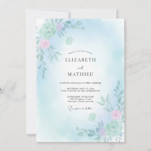 Himmlisch Blaue Friedliche Blütenhochzeit Einladung