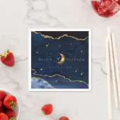 Himmlisch blaue Hochzeits-Mitternachtssterne Mond Serviette (Beispiel)