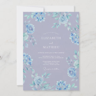 Himmlisch blaue luftige Blumenhochzeit Einladung