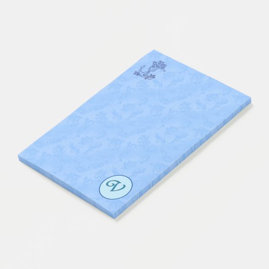 Himmlisch-blaue Monogramm (A-Z) Nachhinweise Post-it Klebezettel (angewinkelt)