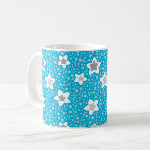 Himmlisch blaue Retro-Punkte mit Sternen Kaffeetasse