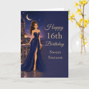 Himmlisch blaue Sweet-Sixteen-Geburtstagskarte Karte