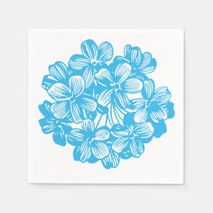 Himmlisch Blauer botanischer Hydrangea Blume Blüte Serviette