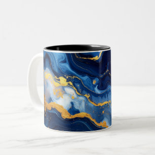 Himmlisch Blaues & Goldenes Marmor Luxus-Tasse Zweifarbige Tasse