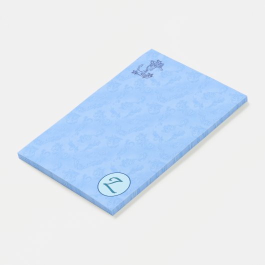 Himmlisch-blaues Monogramm (A-Z) Post-it Klebezettel (angewinkelt)