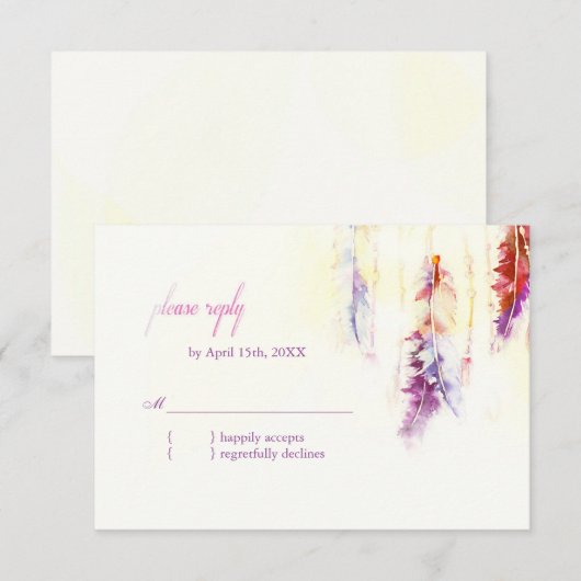Himmlisch Feathers Boho Wedding RSVP (Vorne/Hinten)