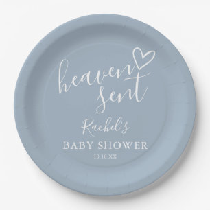 Himmlisch gesandter staubblauer Junge Baby-Party Pappteller