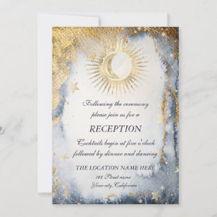 Himmlisch Gold Sonne, Mond, Sterne Aquarell Einladung