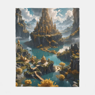 Himmlisch Golden Fantasy Burg Kunstvoll wandern im Fleecedecke