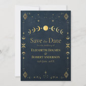 Himmlisch Gothic Mitternachtsblau Gold Save-the-Da Save The Date (Vorderseite)