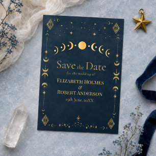 Himmlisch Gothic Mitternachtsblau Gold Save-the-Da Save The Date