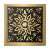 Himmlisch Gothic Schwarz und Gold Solar Fliese (Vorderseite)