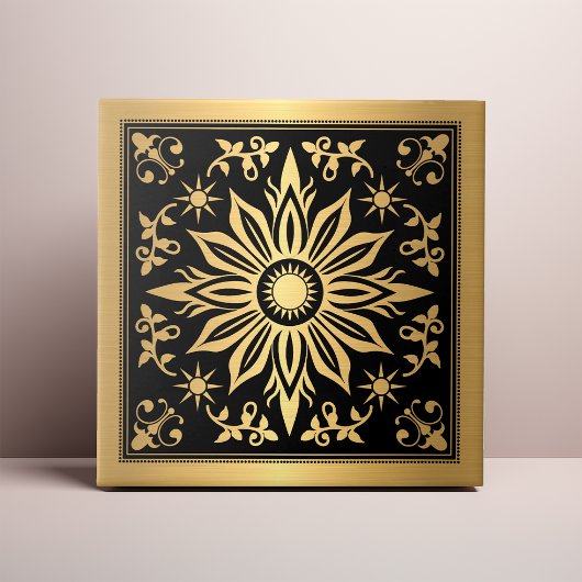 Himmlisch Gothic Schwarz und Gold Solar Fliese