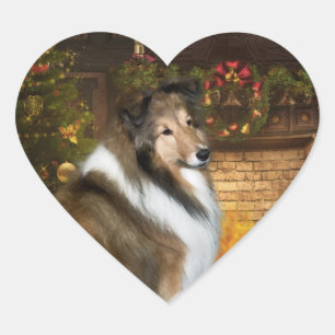 Himmlisch Grace Sheltie Herz-Aufkleber