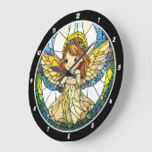 Himmlisch Hues" - Angel-Mauer aus Hartglas Große Wanduhr (Winkel)