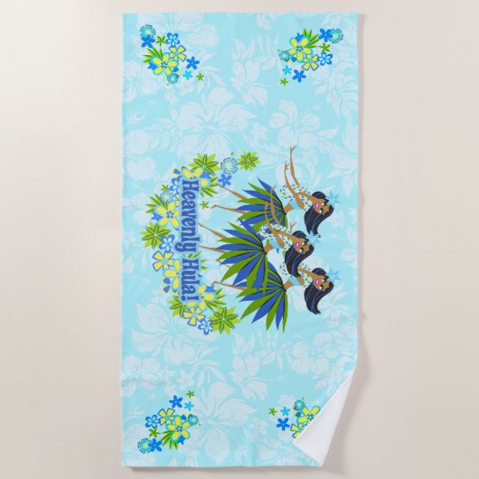 Himmlisch Hula Hawaiian Hula Girl Turq Hibiskus Strandtuch (Vorderseite)