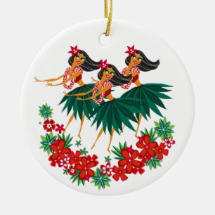 Himmlisch Hula Holiday Hawaiian Hula Girls Keramik Ornament