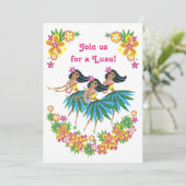 Himmlisch Hula Luau & GRILLEN Einladungen (Stehend Vorderseite)