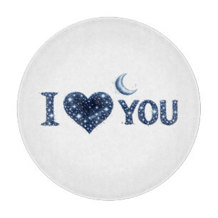 Himmlisch Ich Liebe Dich – Sterne, Mond & Herz Des Schneidebrett
