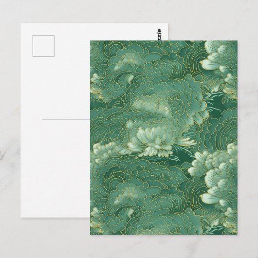 Himmlisch Jade Chiyogami Postkarte (Vorne/Hinten)