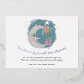 Himmlisch Moon Stars Floral Blue Geburtserklärung Folieneinladung (Vorderseite)