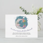 Himmlisch Moon Stars Floral Blue Geburtserklärung Folieneinladung (Stehend vorne)