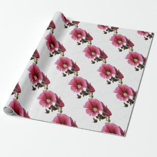 Himmlisch Pink Hollyhock Malva Blume Floral Geschenkpapier