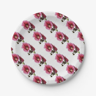 Himmlisch Pink Hollyhock Malva Blume Floral Pappteller