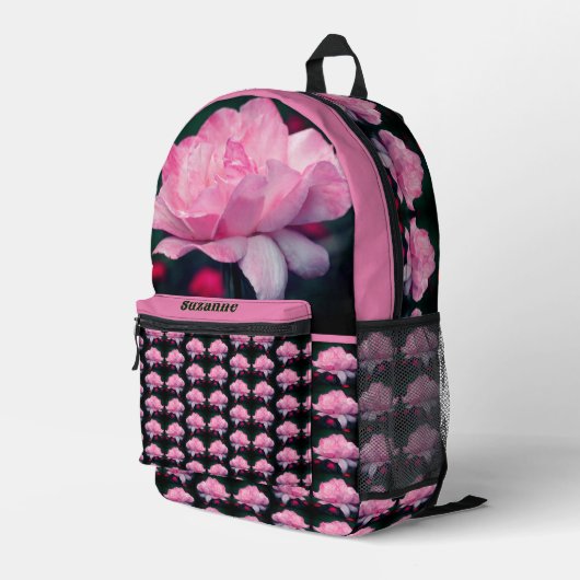 Himmlisch Rosa Rose Blume Personalisiert Bedruckter Rucksack (Rückseitige Ecke Rechts)