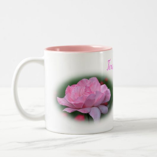 Himmlisch Rosa Rose Blume Personalisiert Zweifarbige Tasse (Links)