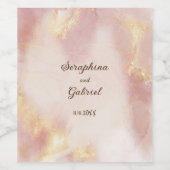 Himmlisch rosa Wasserfarben Hochzeitsweinflasche Weinetikett (Einzelnes Label)