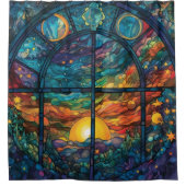 Himmlisch verketteter Glasarmaturenduschvorhang Duschvorhang (Vorderseite)