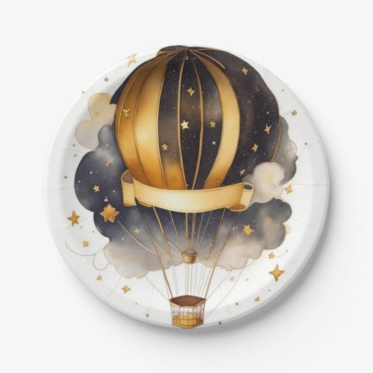 Himmlisch Whimsy: Celestial Balloon Babydusche Pappteller (Vorderseite)