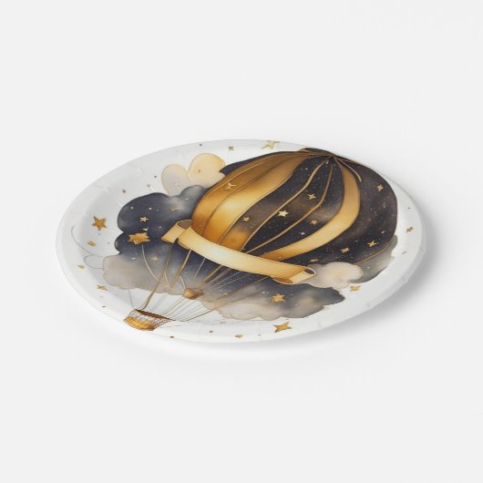 Himmlisch Whimsy: Celestial Balloon Babydusche Pappteller (Schrägansicht)