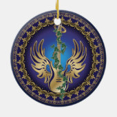 Himmlisch Winged Guitar Keramik Ornament (Hinten)