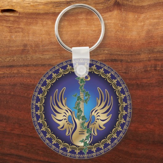 Himmlisch Winged Guitar Schlüsselanhänger (Vorderseite)