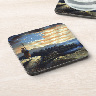 Himmlische amerikanische Flagge am Himmel, Zouave  Getränkeuntersetzer