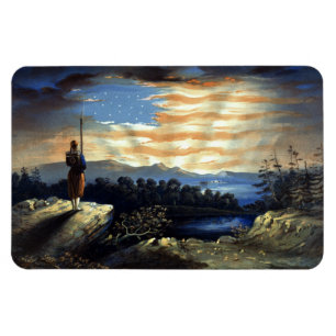 Himmlische amerikanische Flagge am Himmel, Zouave  Magnet