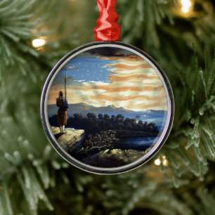 Himmlische amerikanische Flagge am Himmel, Zouave  Ornament Aus Metall